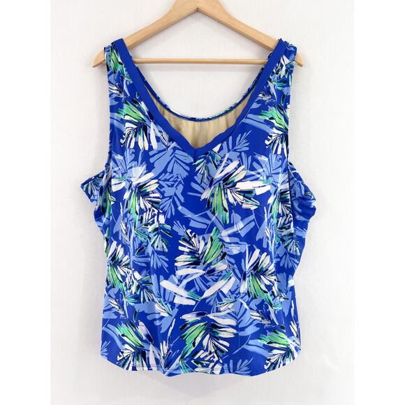 NEW Swimsuits for All 2Pc Set size 30 Blue Floral Modest Swimsuit for Women - Picture 1 of 10